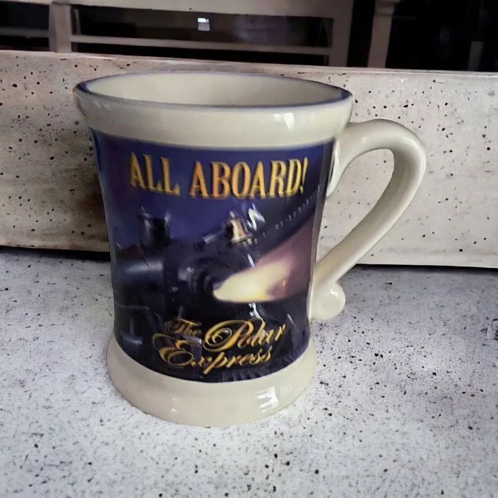 POLAR EXPRESS TRAIN RIDE COFFEE MUG, ALL ABOARD MUG, Art Deco Print  Mug